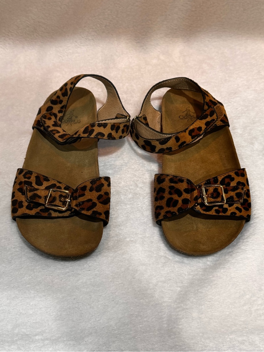 Corkys Leopard Print Bow Sandals in Brown and Black